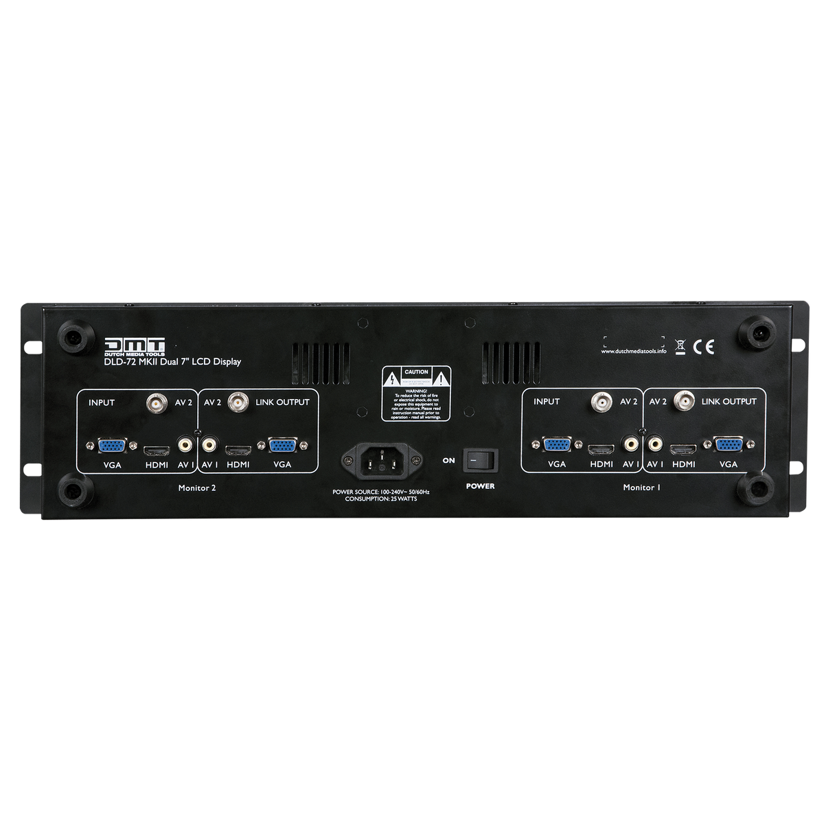 DLD-72 MKII dubbel 7"-monitor för rack med HDMI-länk