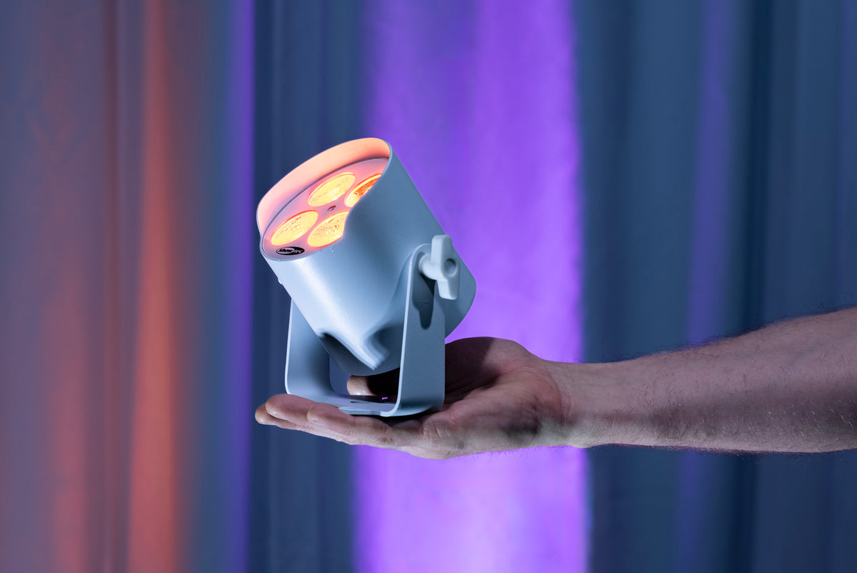 EventLITE 4/8 Mini Q6, batteridriven spot IP65, vit