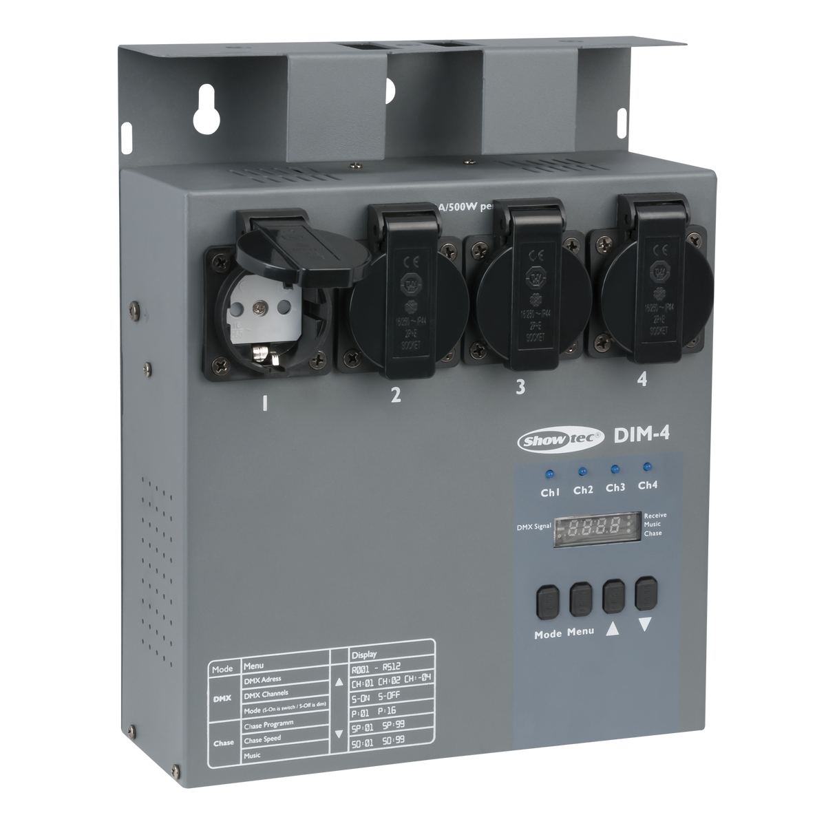DIM-4 DMX-dimmerpack, 4 kanaler