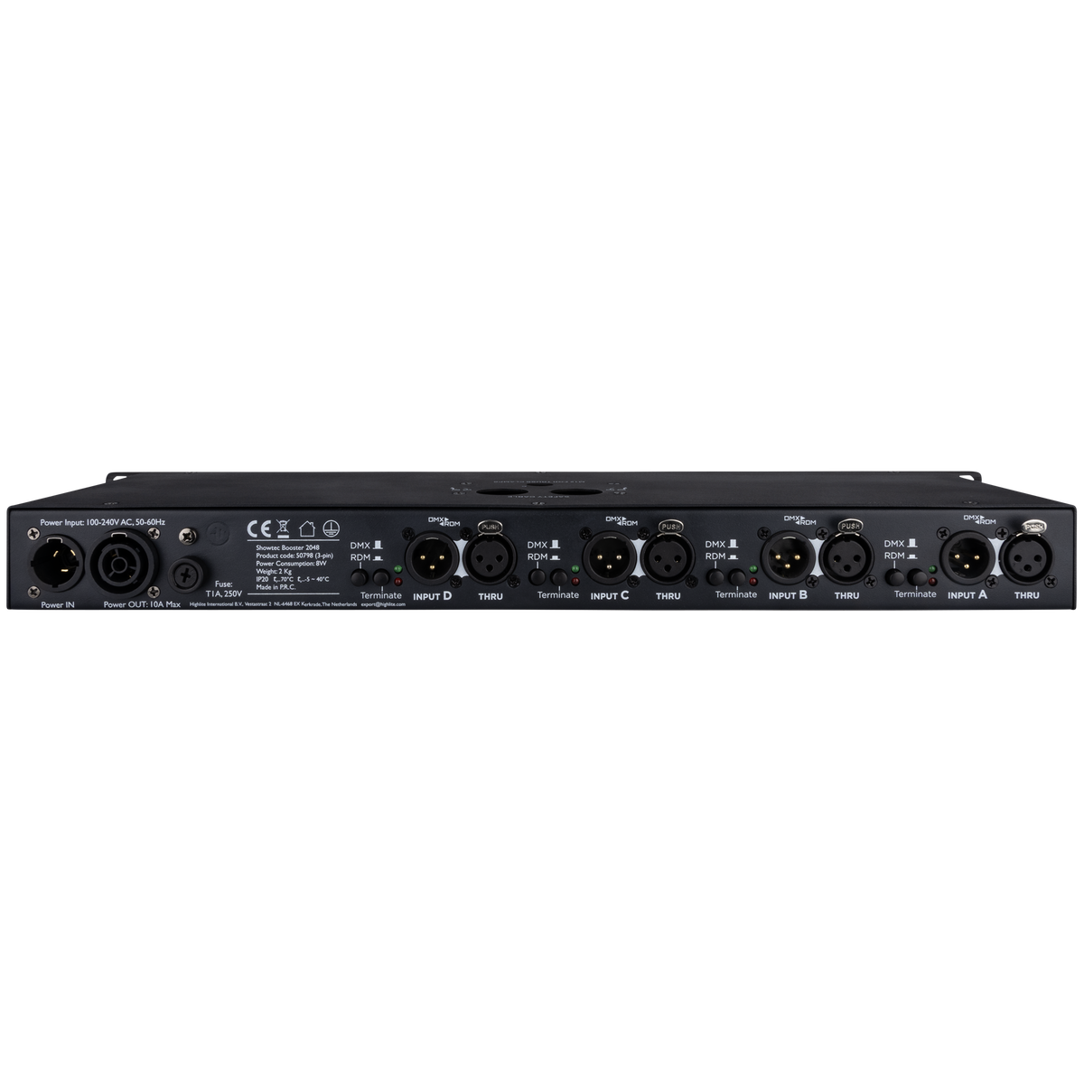 Booster 2048 DMX-splitter/booster, 4 universum, 3-polig XLR