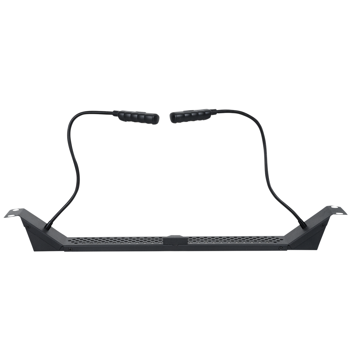 19" racklampa 1U med 2 vita LED-svanhalsar