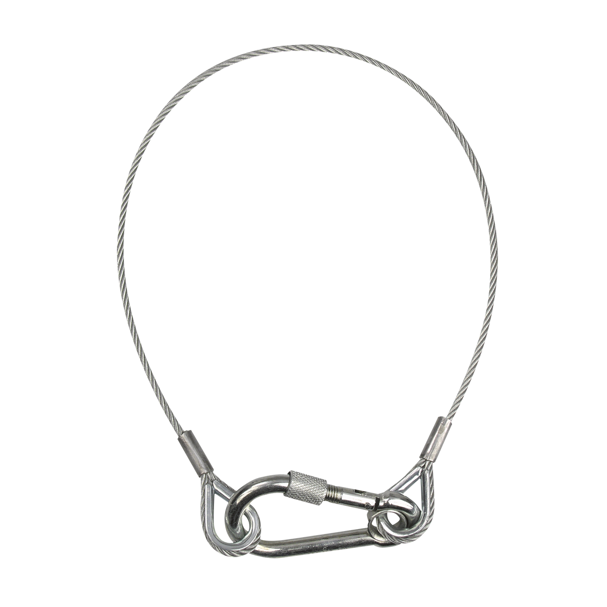 Säkerhetswire 4 mm med säkerhetsring, 50 cm, max 60 kg, silver