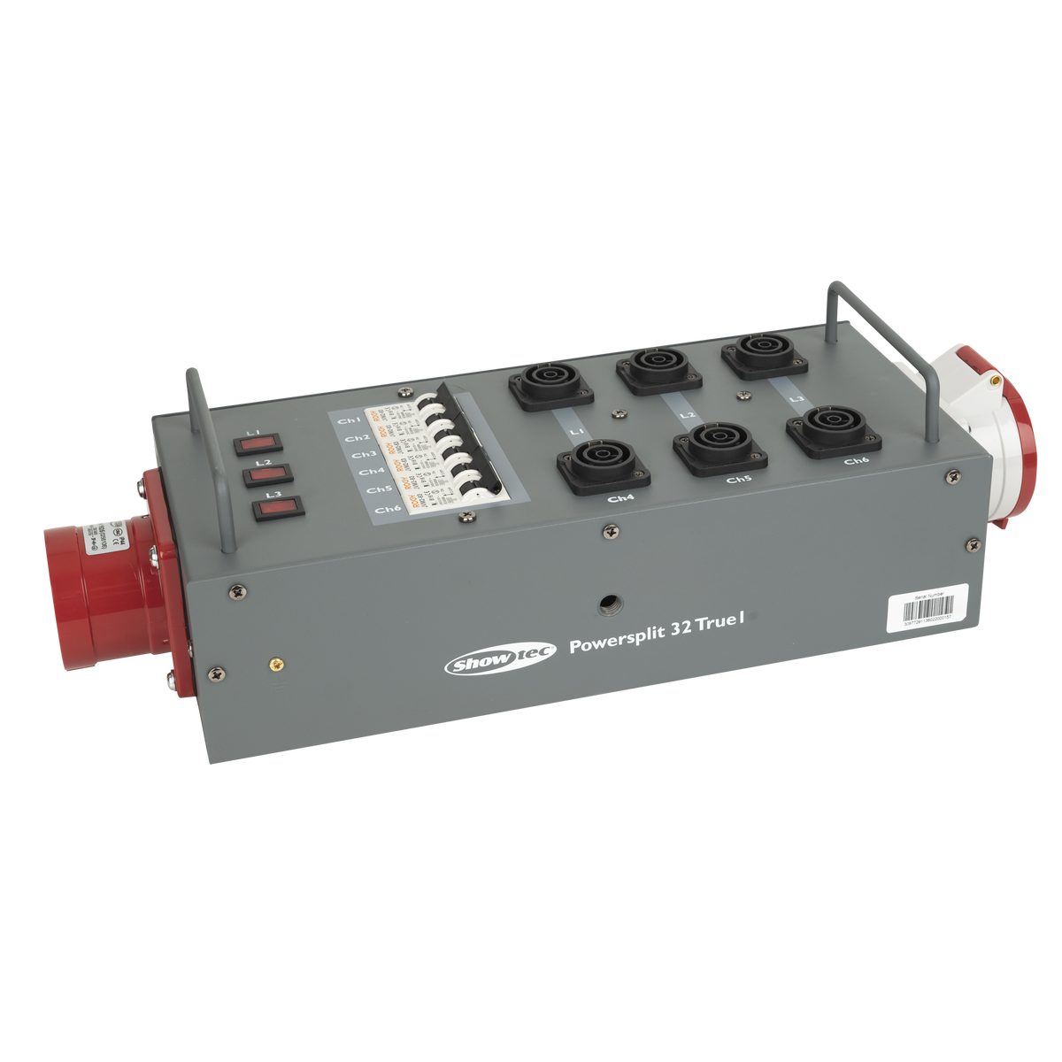 Power Split 32 True, CEE 32 A till 6× Power Pro True och 1× CEE 32 A 5-polig