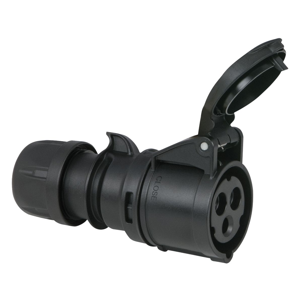 CEE 16 A 240 V 3-polig skarvdon hona – svart, IP44