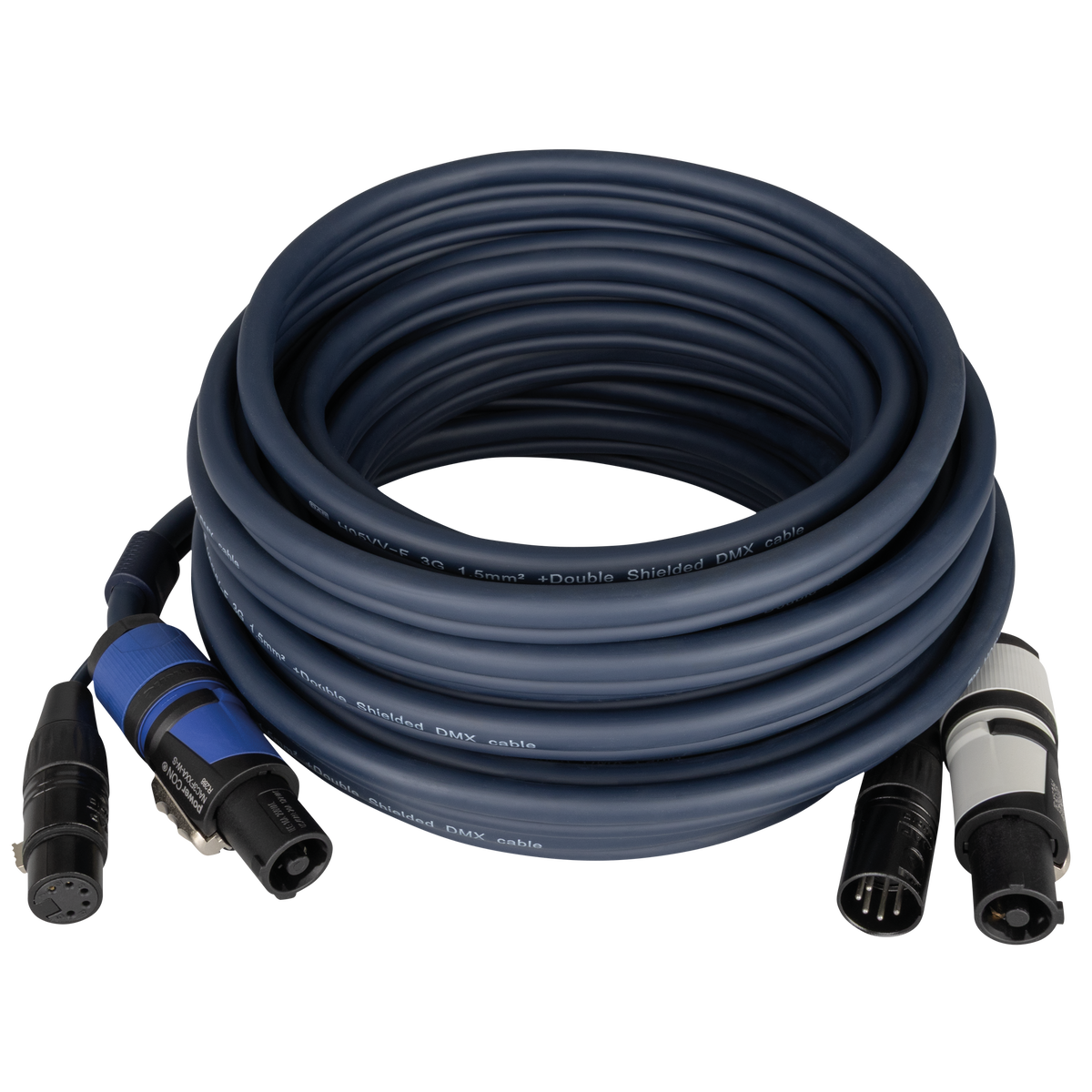 Hybridkabel powerCON och XLR 5-polig, DMX/ström, 10 m