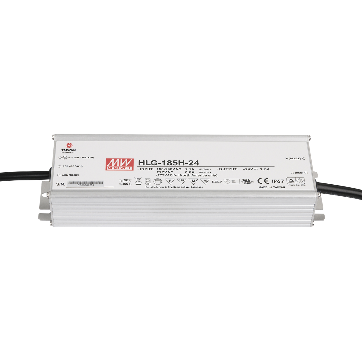 HLG-185H-24 LED-nätaggregat 185 W 24 V DC