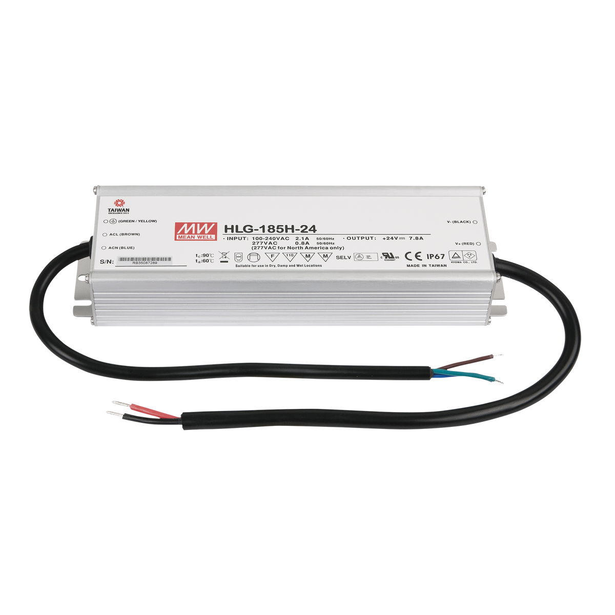 HLG-185H-24 LED-nätaggregat 185 W 24 V DC