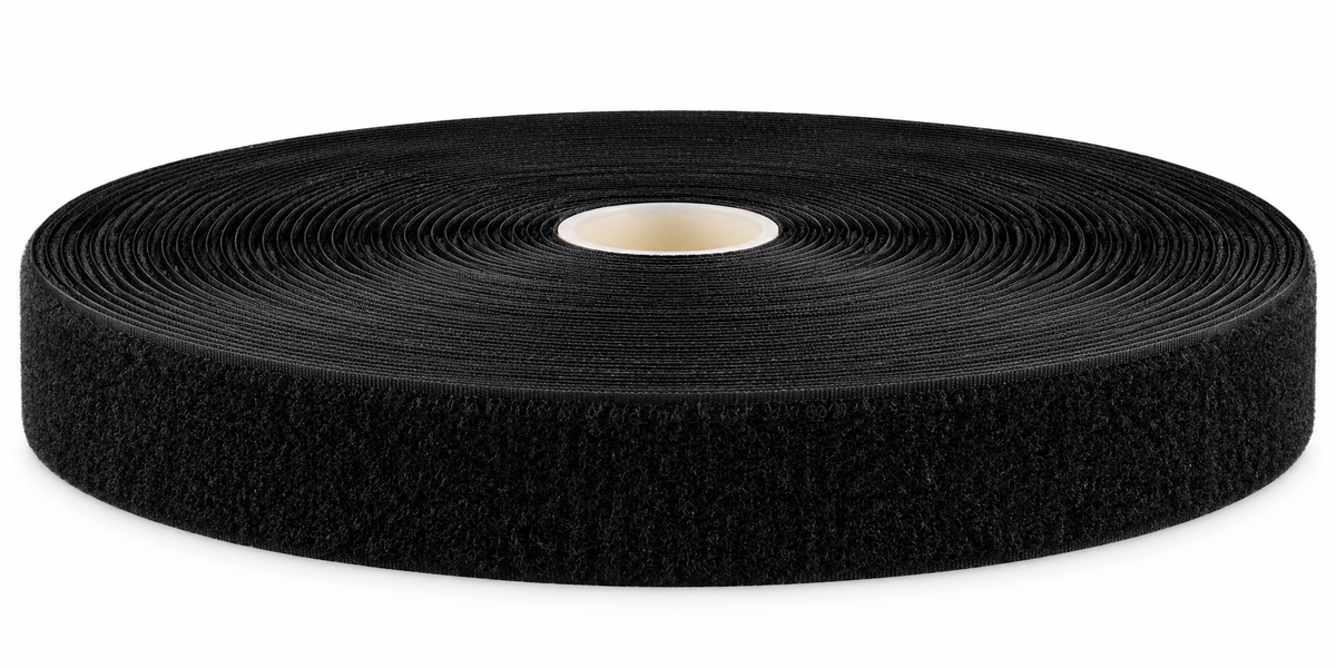 Kardborreband för sömnad – Luddband (öglesida), Svart, 20 mm