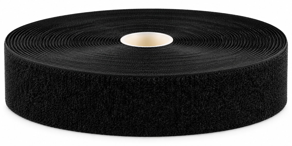 Kardborreband självhäftande – Luddband (öglesida), Svart, 50 mm