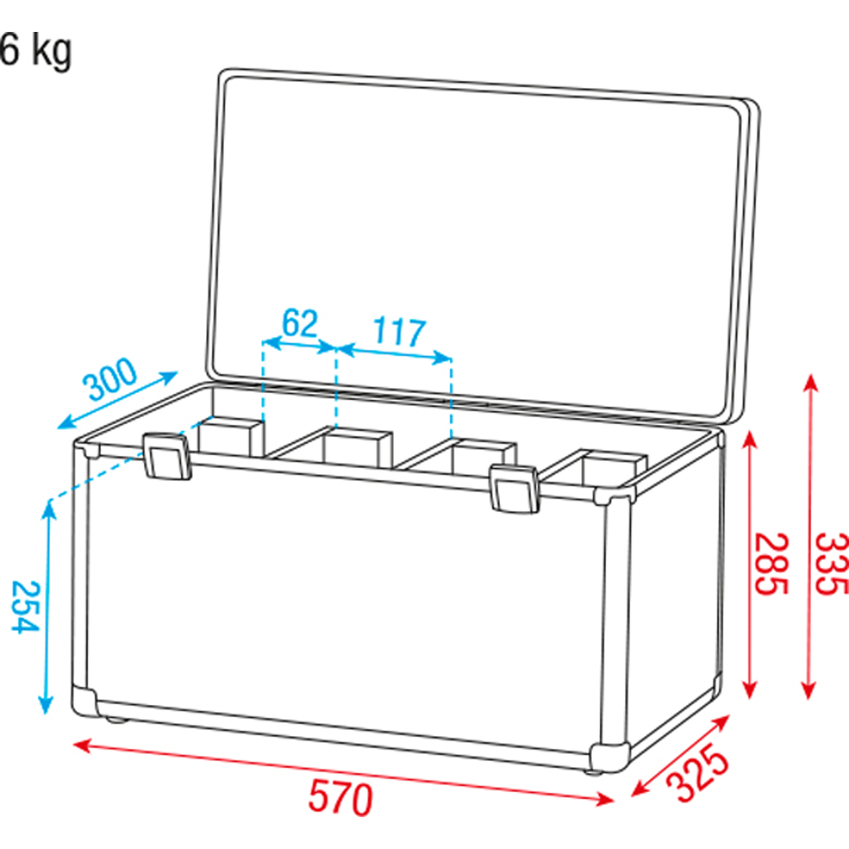 Flightcase för 4 × Club Par, Value Line