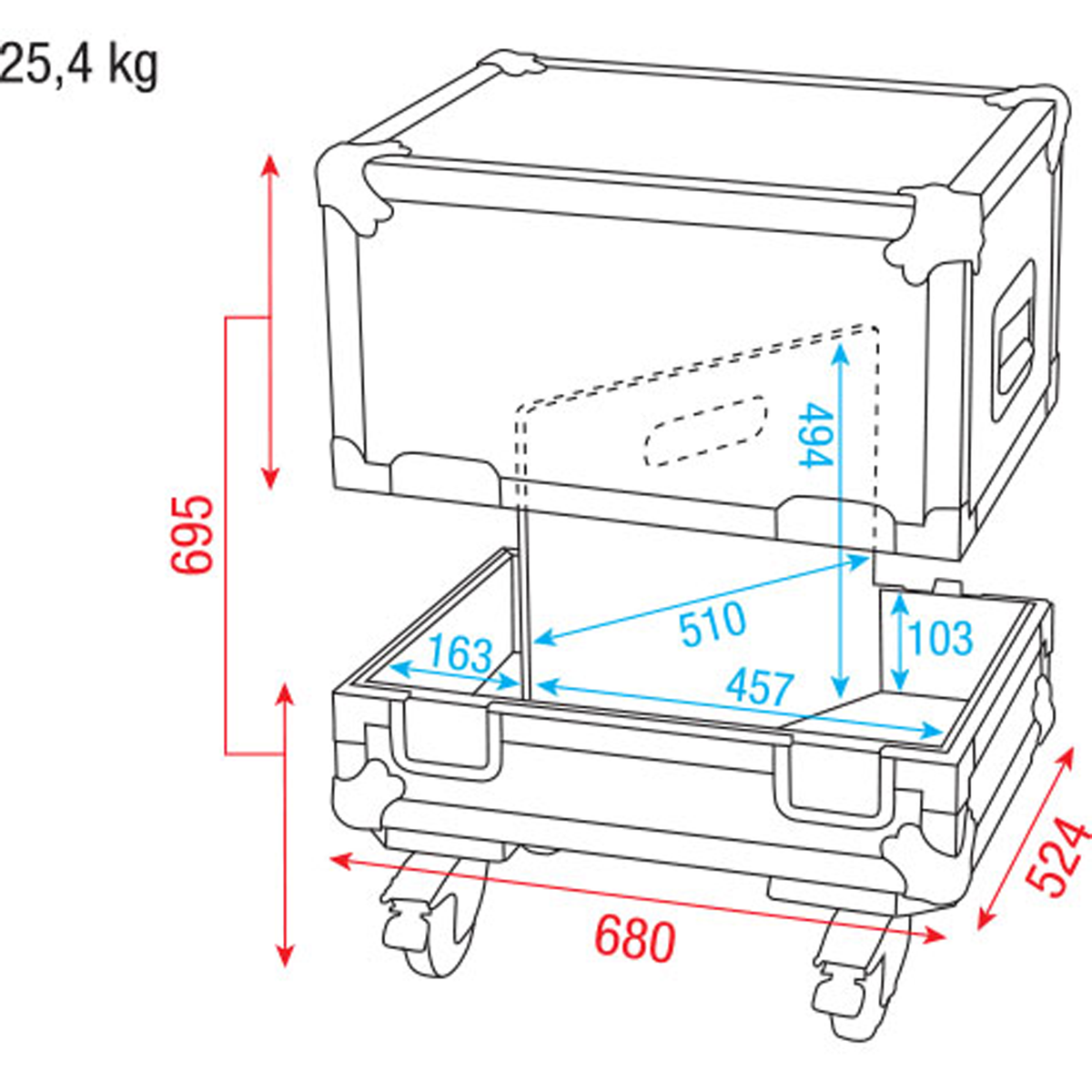Case för 2 × M15-monitor, med avdelare