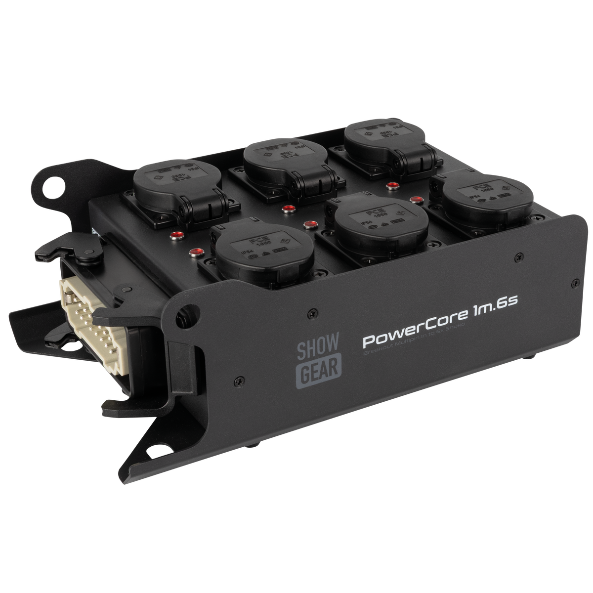 PowerCore 1m.6s breakoutbox, Multipin H16 in till 6 × Schuko