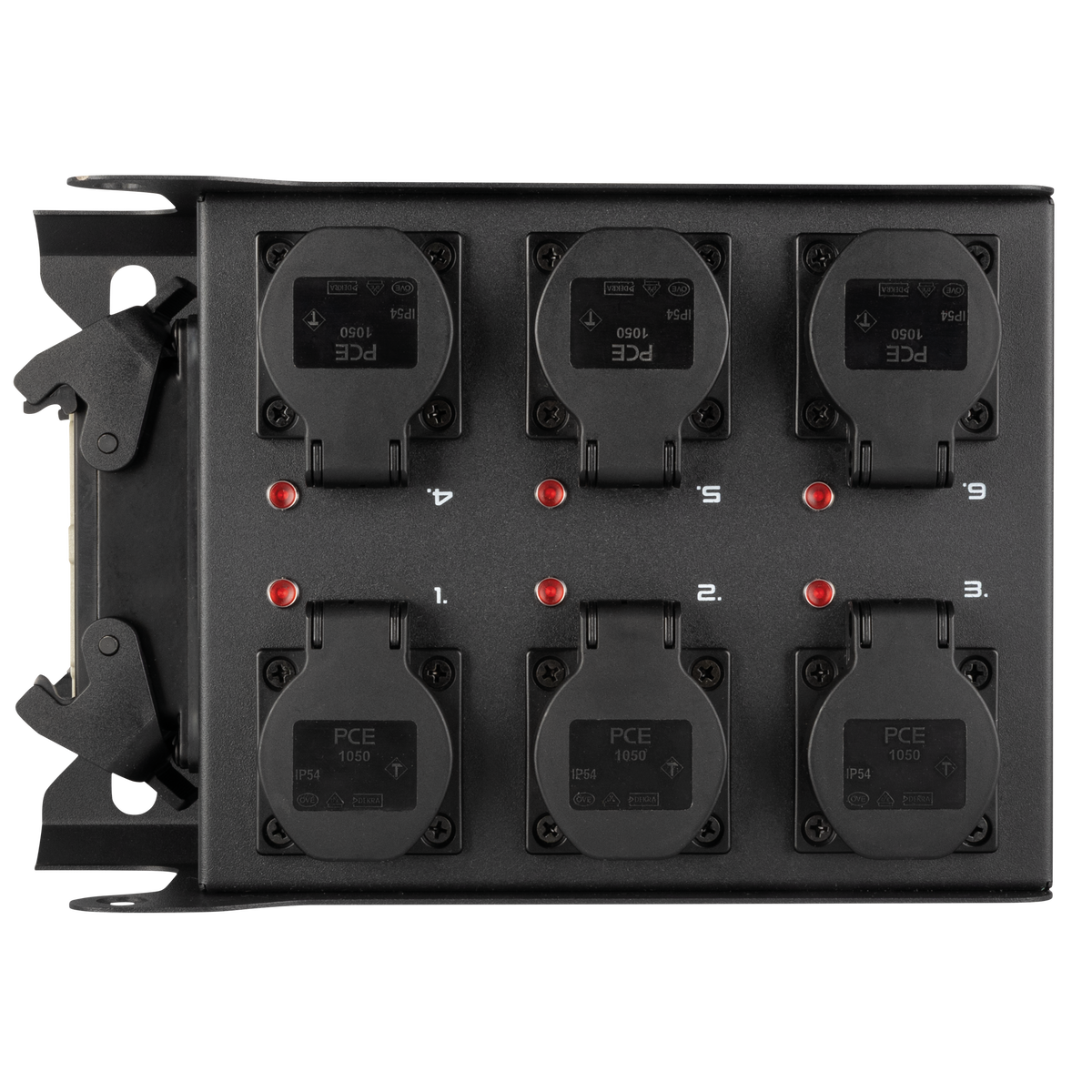 PowerCore 1m.6s breakoutbox, Multipin H16 in till 6 × Schuko