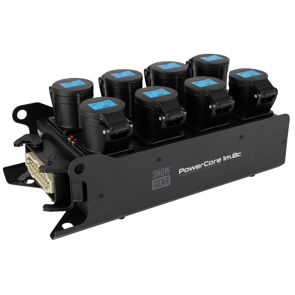 PowerCore 1m.8c breakoutbox, Multipin H16 in till 8 × CEE 16 A