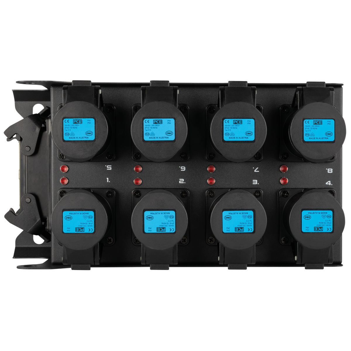 PowerCore 1m.8c breakoutbox, Multipin H16 in till 8 × CEE 16 A