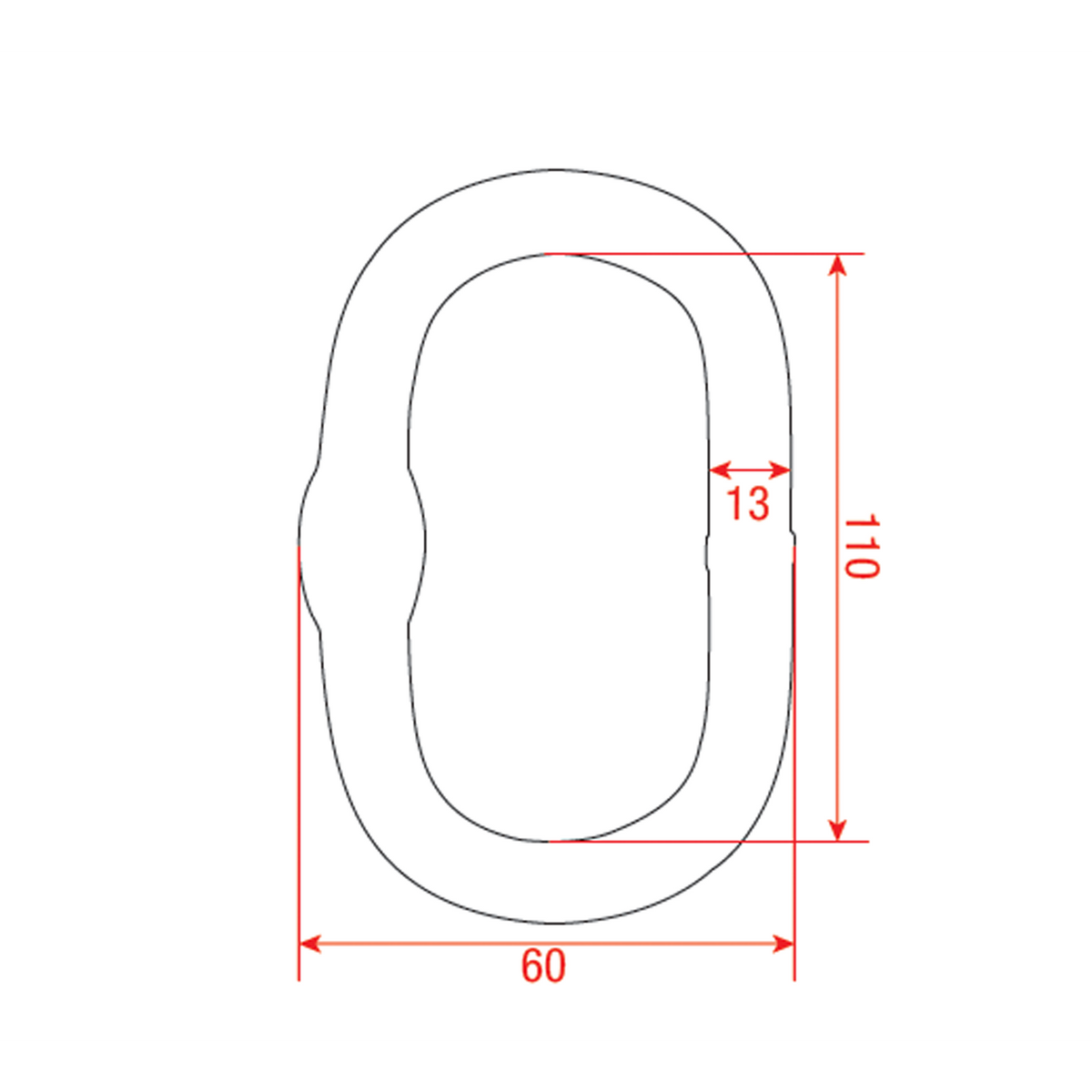 Masterlänk 1,6 ton, 13 mm, Grade 80, svart