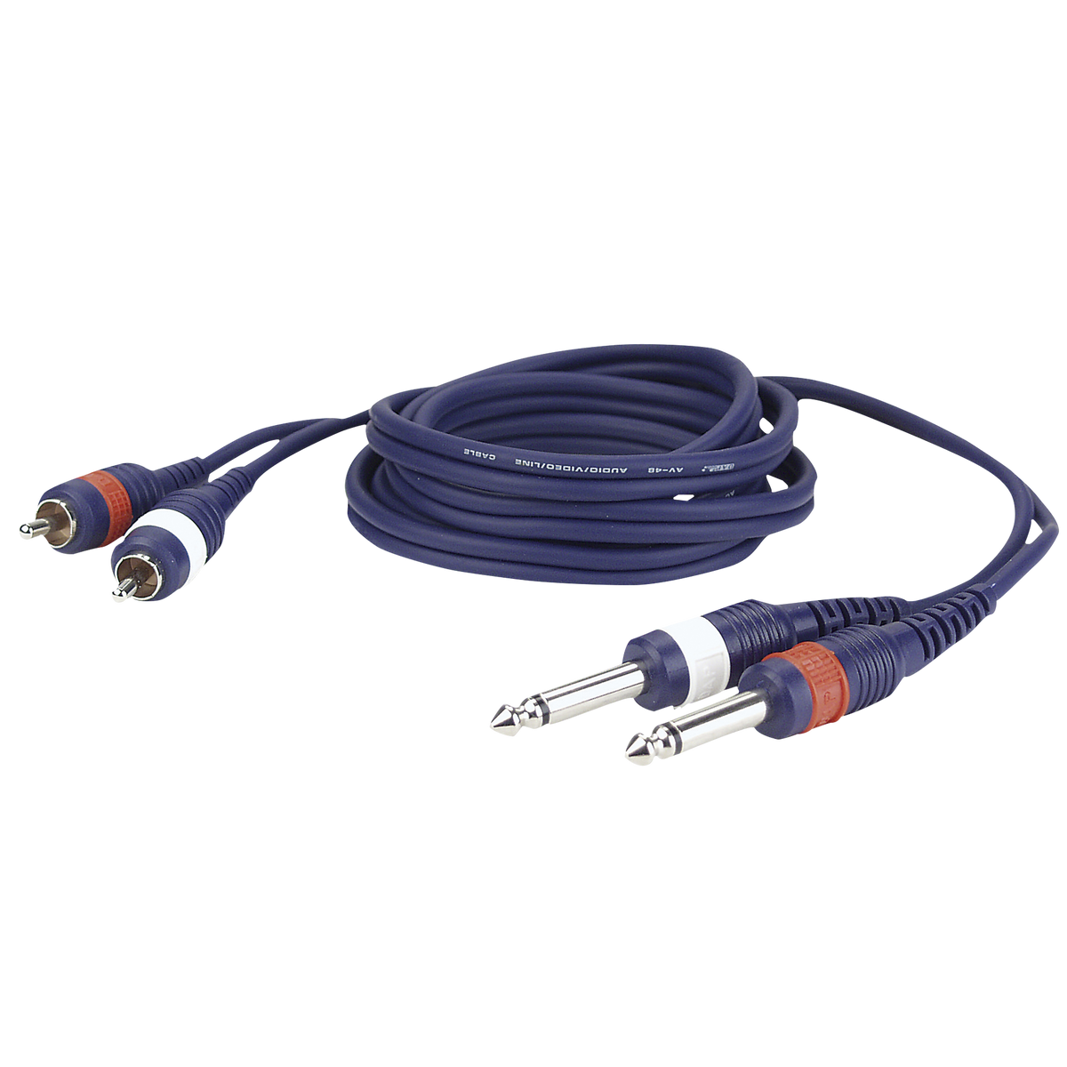 Linjekabel 2 × RCA hane V/H till 2 × teleplugg mono V/H, 3 m