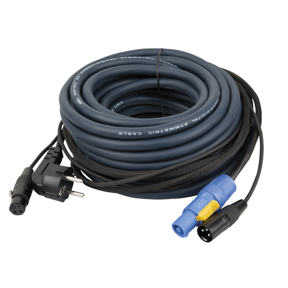 Ström-/ljudkabel Schuko/XLR hona – powerCON/XLR hane, 20 m