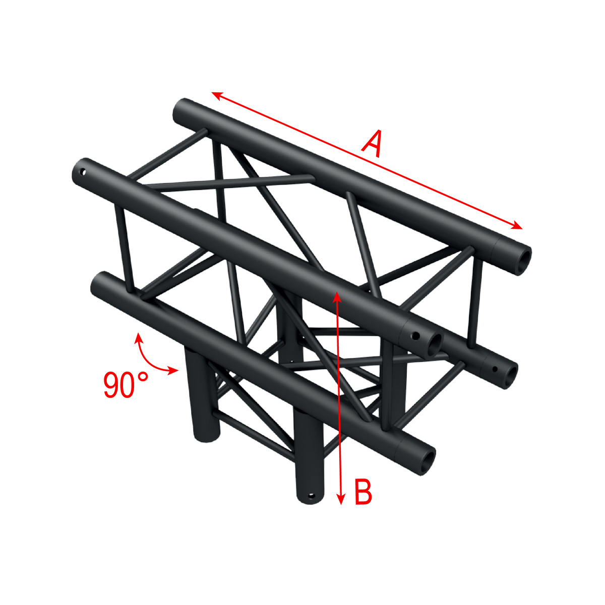 Pro-30 Square F-truss, T-kors 3-vägs, 71 cm, svart