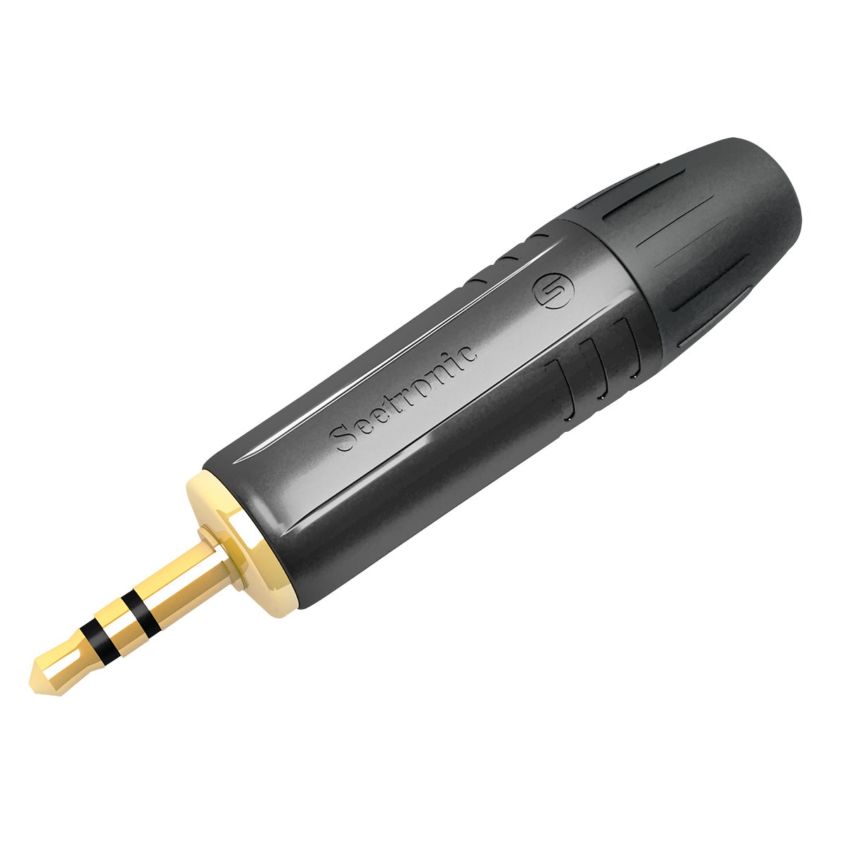 3,5 mm stereoteleplugg, guldkontakter, svart