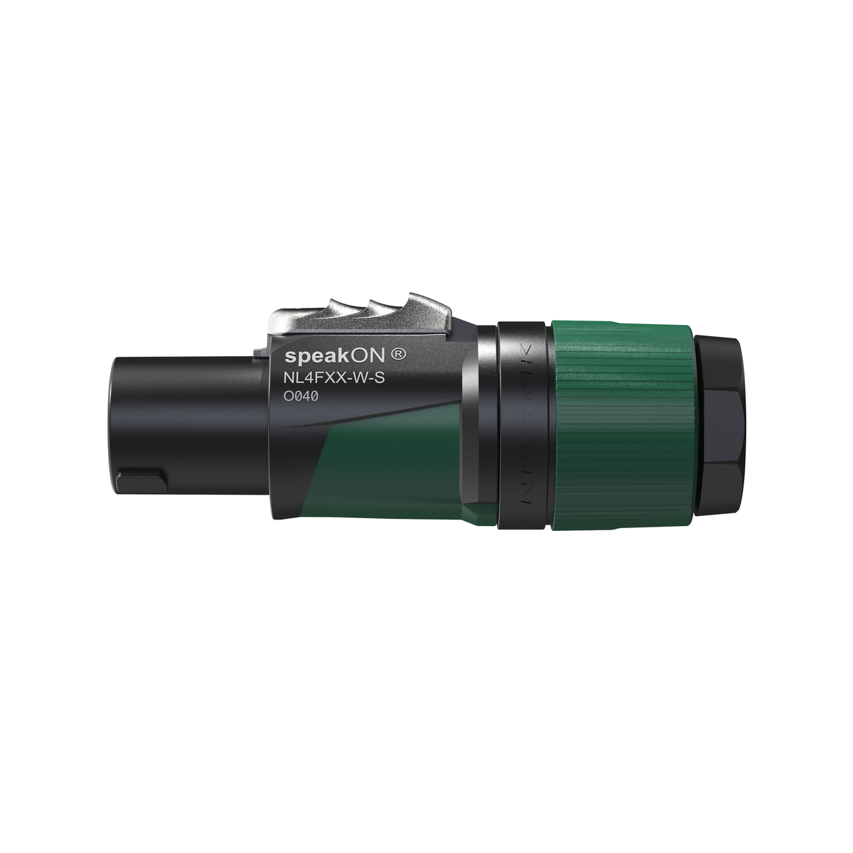 speakON-kabelkontakt 4-polig, kabel 6–12 mm, svart/grön