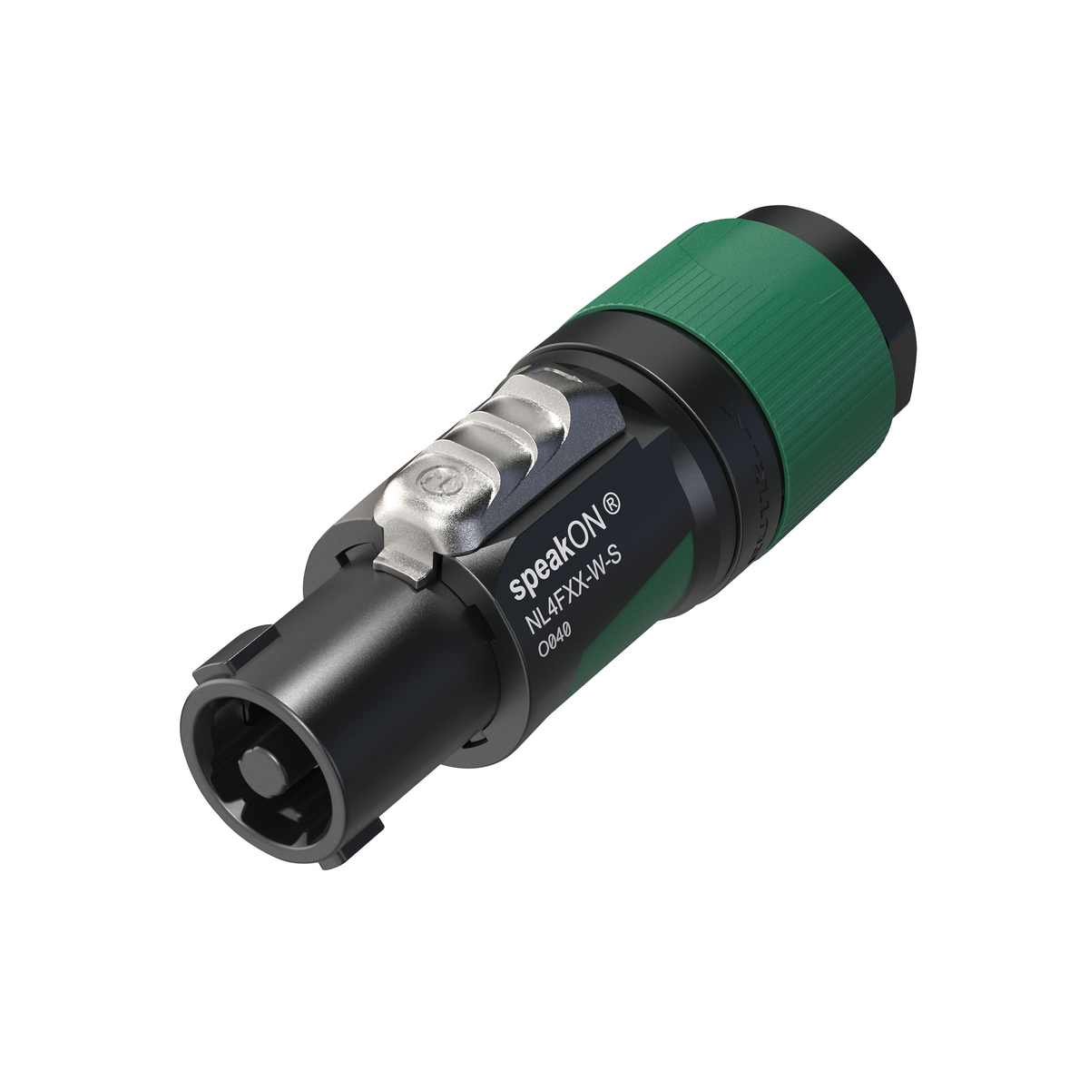 speakON-kabelkontakt 4-polig, kabel 6–12 mm, svart/grön