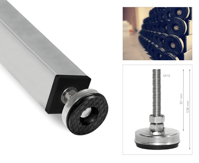 Fasta ben svart med nivåfot PTA-N/N för DJ-bord