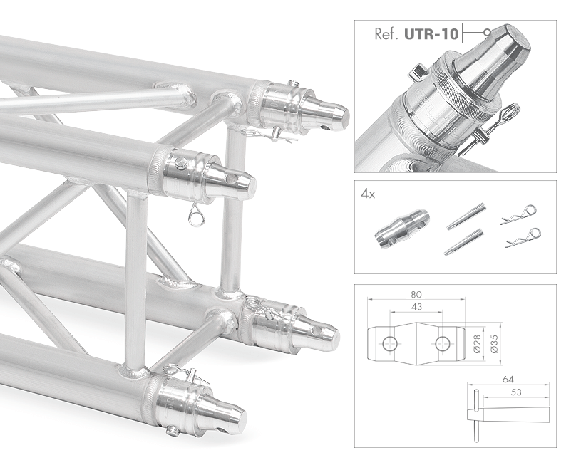 Boxhörn DDO/TQN290 i aluminium för 290 x 290 mm truss
