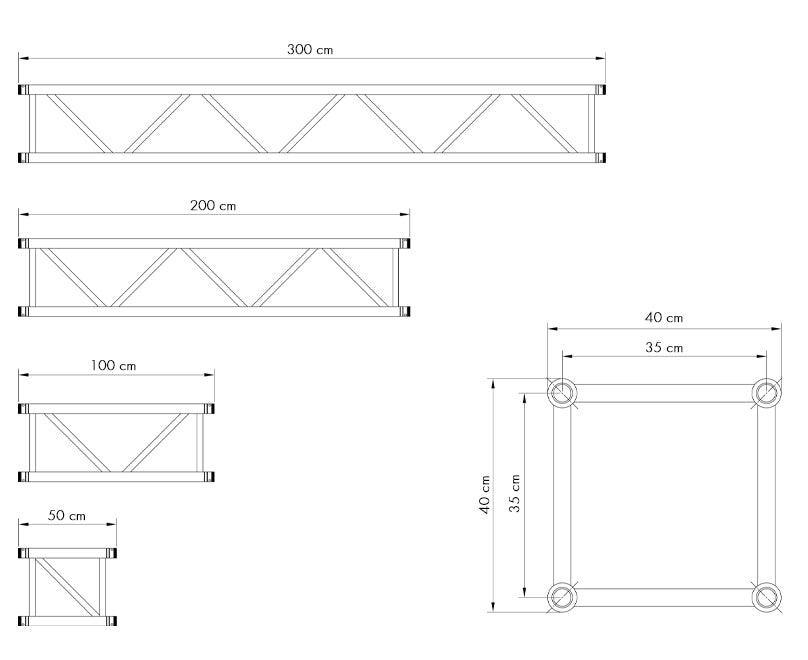 Boxhörn DDO/TQN400XL i aluminium för 400 x 400 mm truss