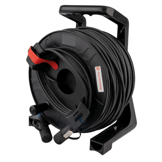 Fiberoptisk kabel singlemode med SO2M-kontakter, IP65, 100 m på trumma