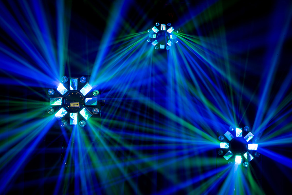 Firestorm, 4-i-1-effekt med wash, derby, strobe och laser