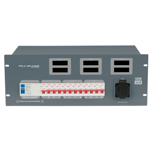 PSA-32A12S strömfördelare, 12 × automatsäkring, Schuko-utgångar