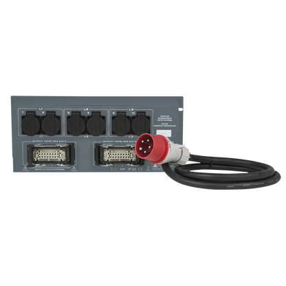 PSA-32A12M strömfördelare, 12 × automatsäkring, Schuko + multipin-utgångar