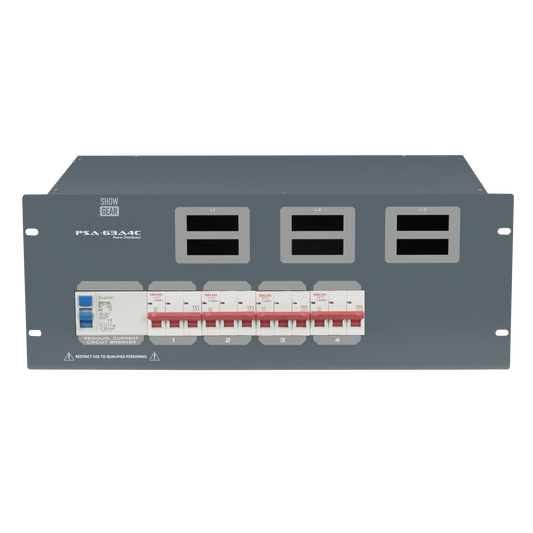 PSA-63A4C strömfördelare, 4 × automatsäkring, CEE-utgångar