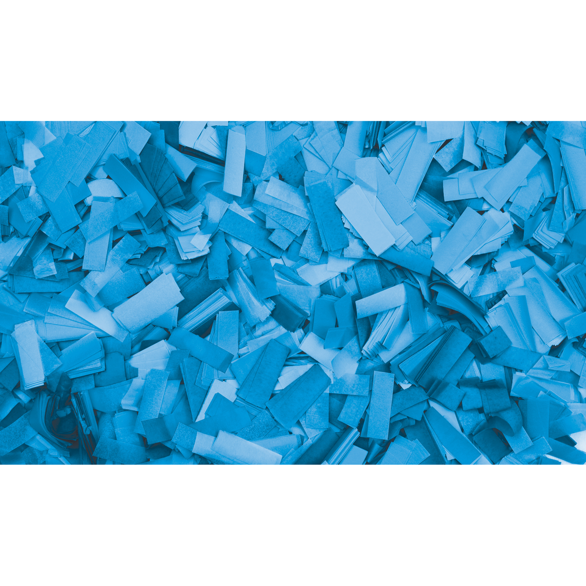 Konfetti, rektangulär, klarblå, 55 × 17 mm, 1 kg, flamskyddad och biologiskt nedbrytbar