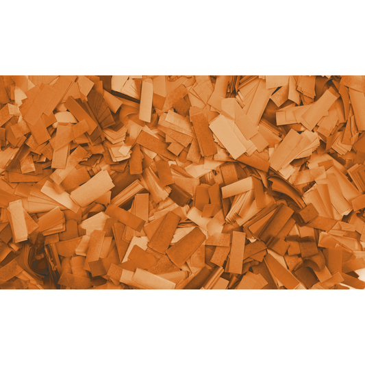 Konfetti, rektangulär, orange, 55 × 17 mm, 1 kg, flamskyddad och biologiskt nedbrytbar
