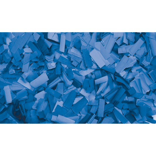 Konfetti, rektangulär, blå, 55 × 17 mm, 1 kg, flamskyddad och biologiskt nedbrytbar