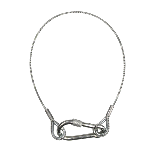 Säkerhetswire 4 mm med säkerhetsring, 50 cm, max 60 kg, silver
