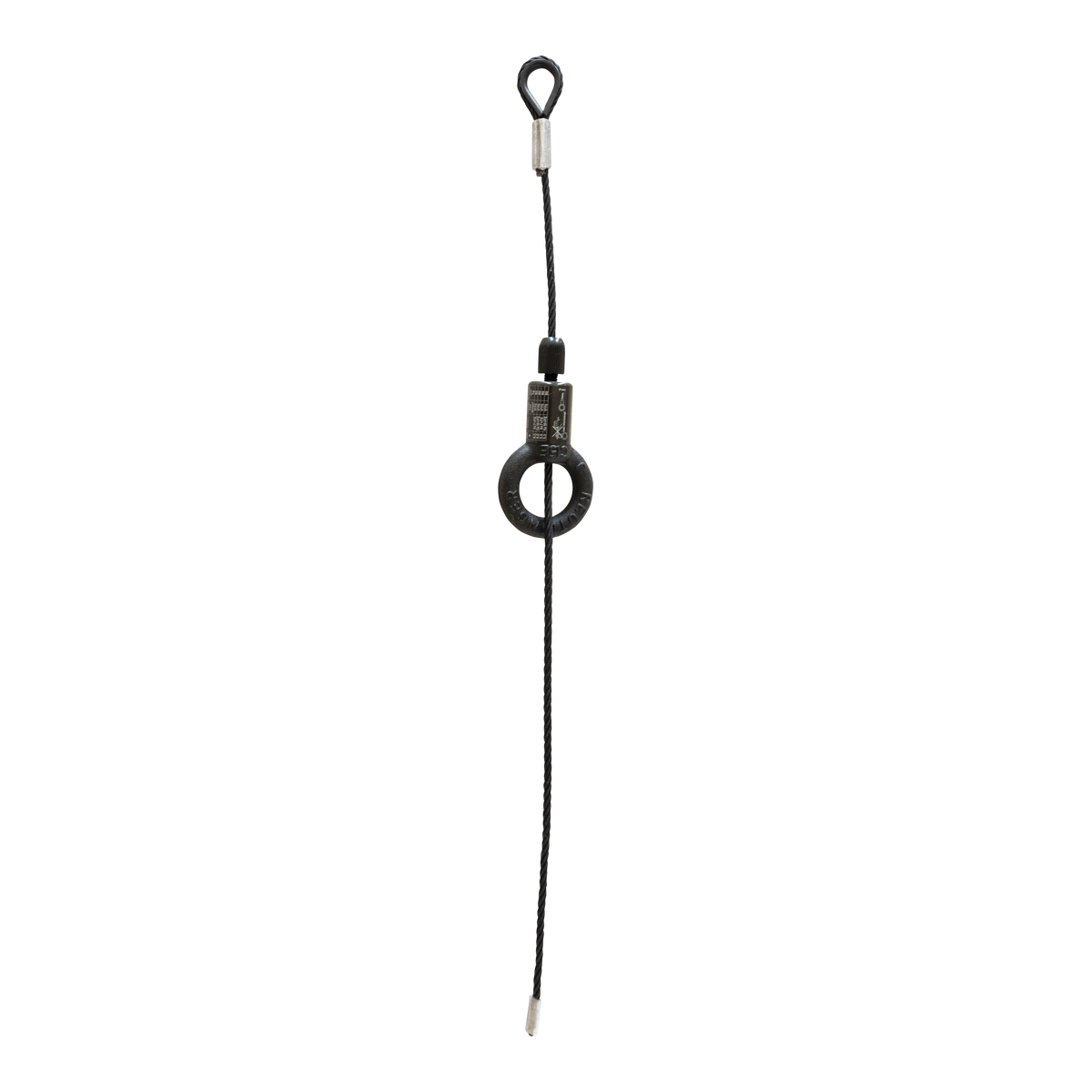 Svart stålwire 6 mm med kabelglidare, BGV-C1, 6 m, max 135 kg