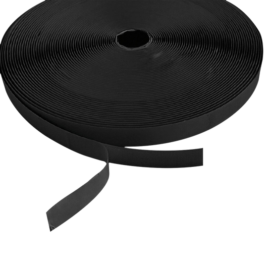 Kardborretejp, kroksida, svart, 20 mm × 25 m, självhäftande