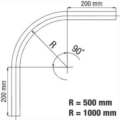 Eurotrack hörn 90° svart R=500 mm