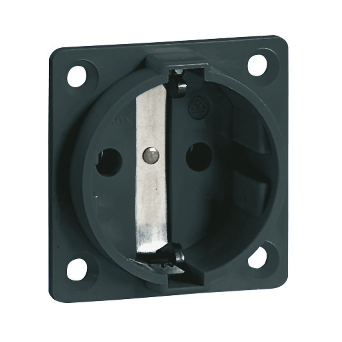 Chassikontakt Schuko utan lock, för panelmontage