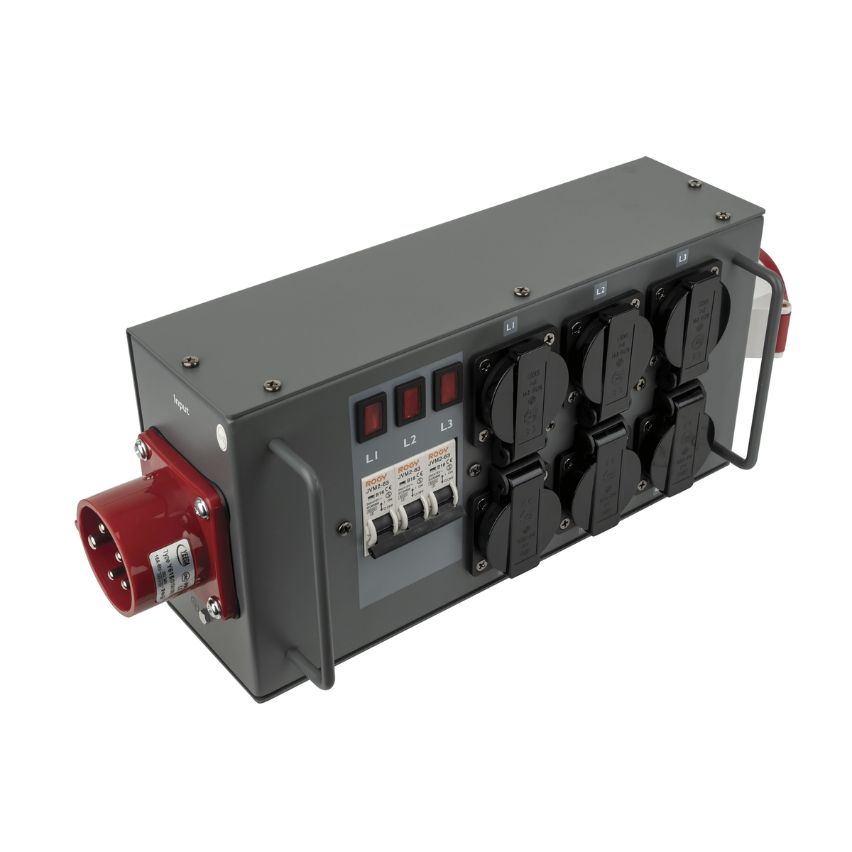 Powersplit 16, CEE 16 A till 6× Schuko och 1× CEE 16 A 5-polig