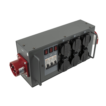 Powersplit 16, CEE 16 A till 6× Schuko och 1× CEE 16 A 5-polig