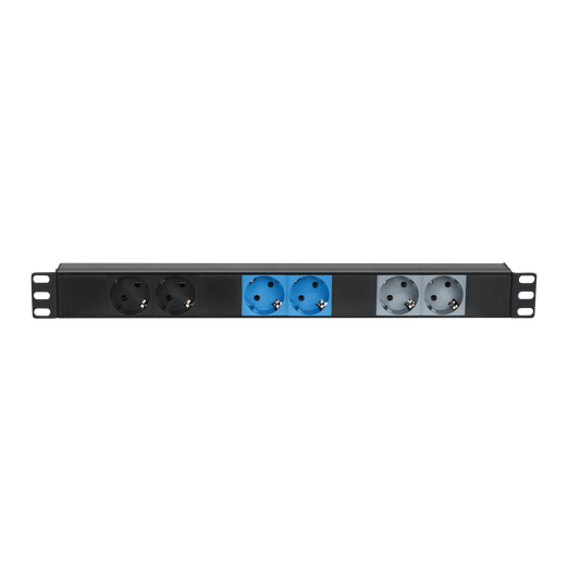 19" 1U 3-fas-splitter, CEE 16 A till 6 uttag
