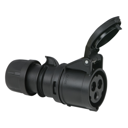 CEE 16 A 240 V 3-polig skarvdon hona – svart, IP44