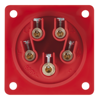 CEE 32 A 400 V 5-polig panelmonterat intag hane – röd, IP44