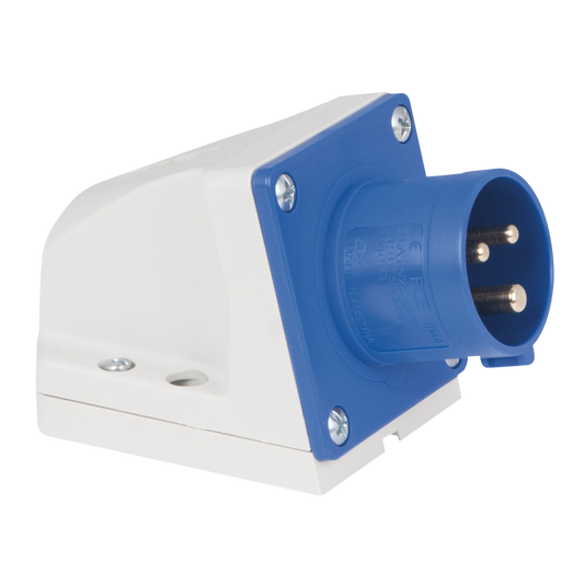 CEE 16 A 240 V 3-polig väggmonterat intag hane – blå/vit, IP44