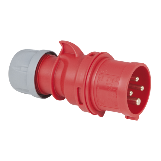 CEE 16 A 400 V 4-polig stickpropp hane – röd, IP44