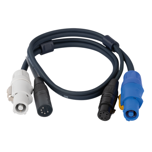 Hybridkabel powerCON och XLR 5-polig, DMX/ström, 0,75 m